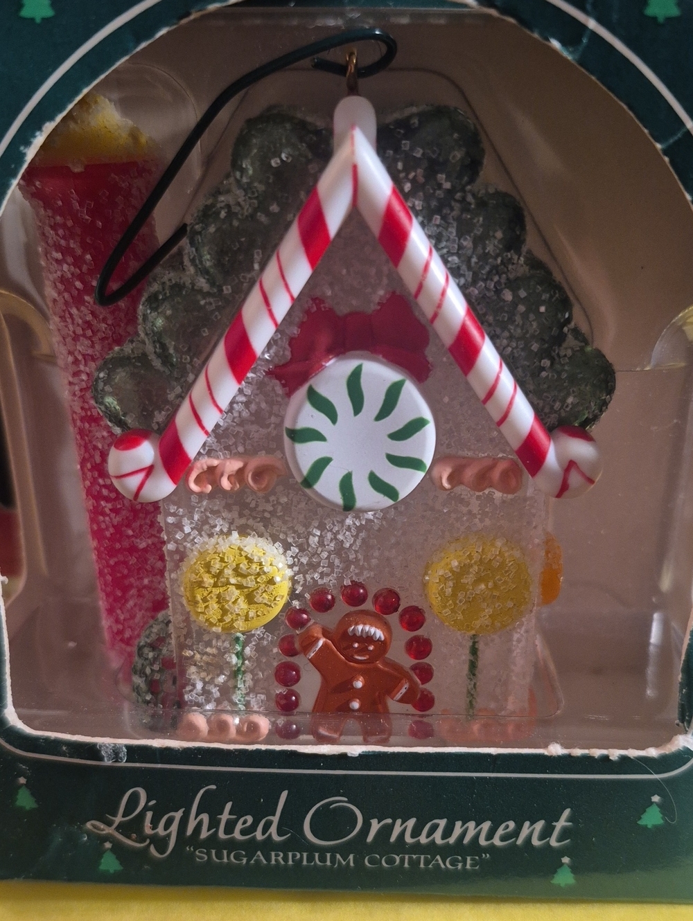 Hallmark Lighted Sugarplum Cottage Ornament - Red, White, Green, Yellow